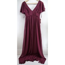 Birdy Grey Hannah Empire Dress Womens Plus Size XS Cabernet Bridesmaid
