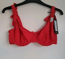Boux Avenue Nieves Tie Bikini Top 32E Strawberry Red Unpadded BNWT