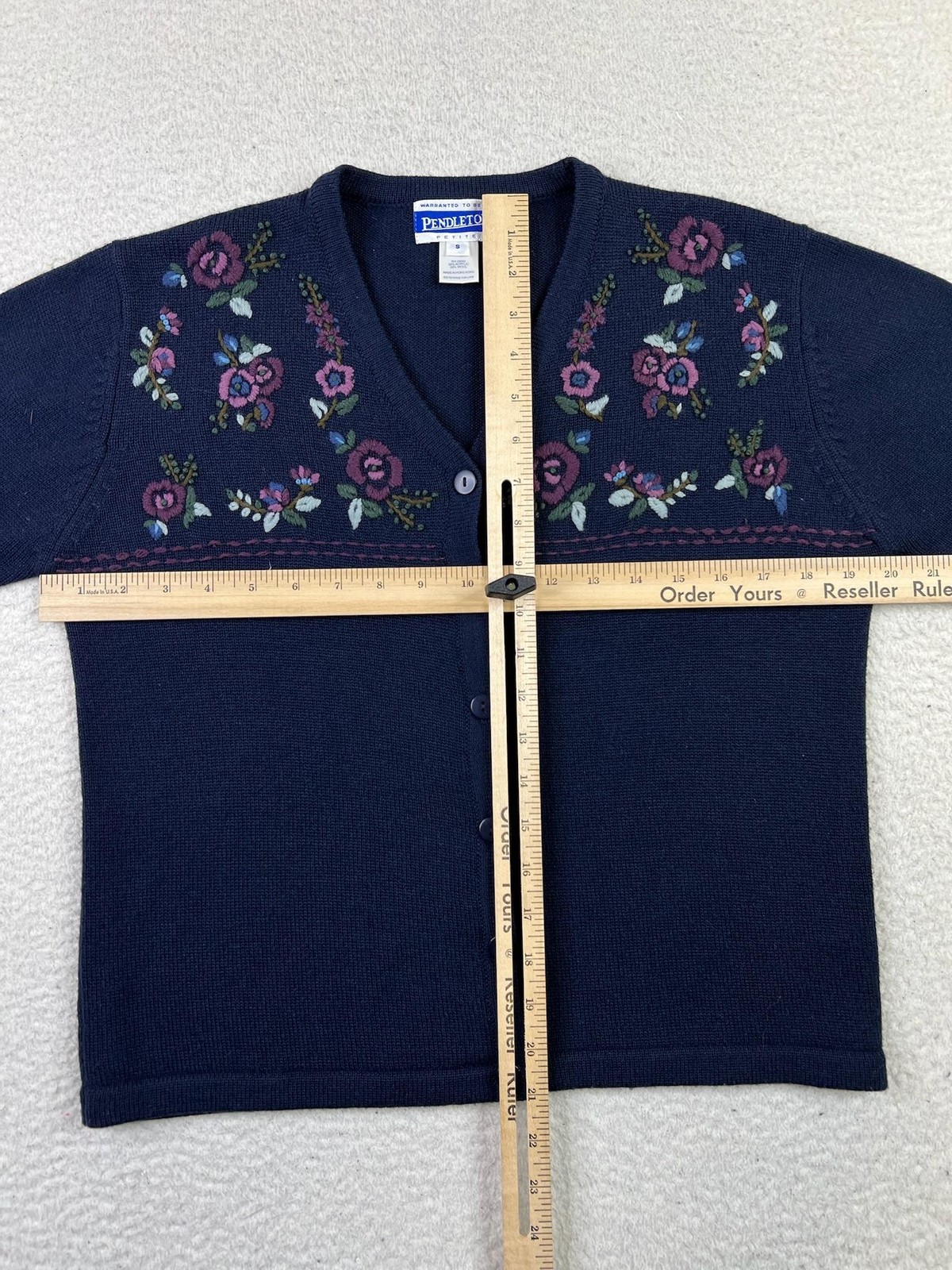 Pendleton Sweater Womens Small Floral Embroidered… - image 7
