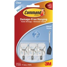 Command Small Utensil Hooks-Clear 3 Hooks & 4 Strips - 17067CLR 3.84 per strip