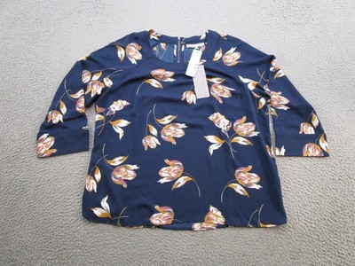 Daniel Rainn Jinnie Zipper Detail Blouse Floral Flowers Size Petite XL PXL NEW