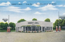 Chevron Standard gas station linen unmailed postcard Jesup Georgia GA #608