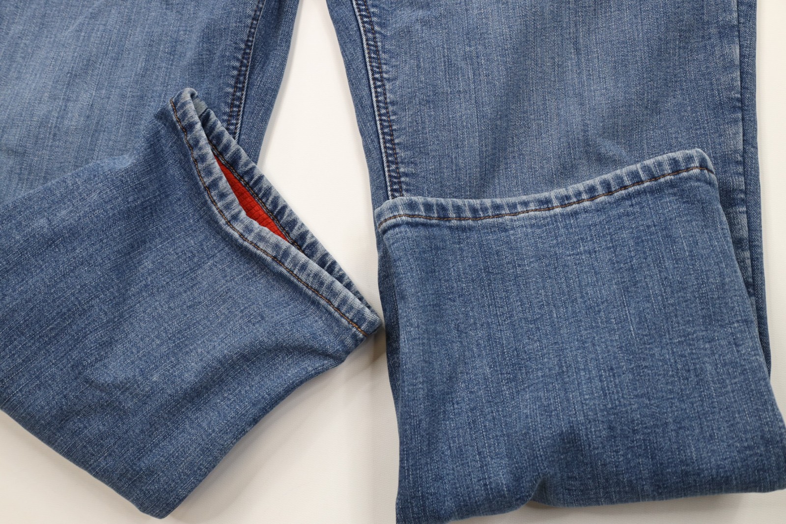 Vintage LL Bean Mens 40x29 Distressed Fleece Lined Wide Leg Stretch Denim Jeans image 6