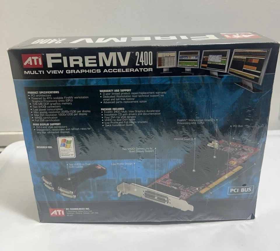 ATI FireMV 2400 PCI BUS MB DDR Graphics Card 100-505130 Windows XP New & Sealed - Image 3 of 4