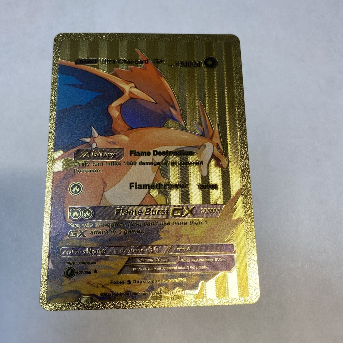 charizard GX HP150000 Gold Foil Fan Art Card Flame Destruction