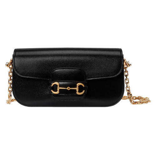 GUCCI Horsebit 1955 Small $3100 Black Leather Shoulder Bag New & Authentic