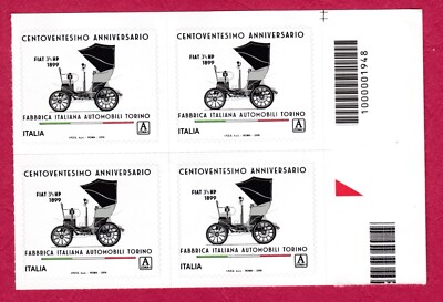 ITALY REPUBLIC 2019 120th year Fiat QUARTINA FOUNDATION BAR CODE MNH**