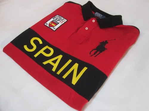 VTG Polo Ralph Lauren Big Pony "Spain" City Polo Rugby Shirt (Red | XXL) - Picture 21 of 23