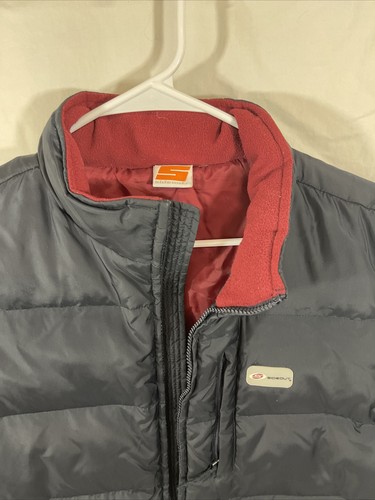 Vintage Sideout Vest Mens 90’s Fleece Lined Burgundy Utility Pockets Size L/XL - Picture 2 of 4