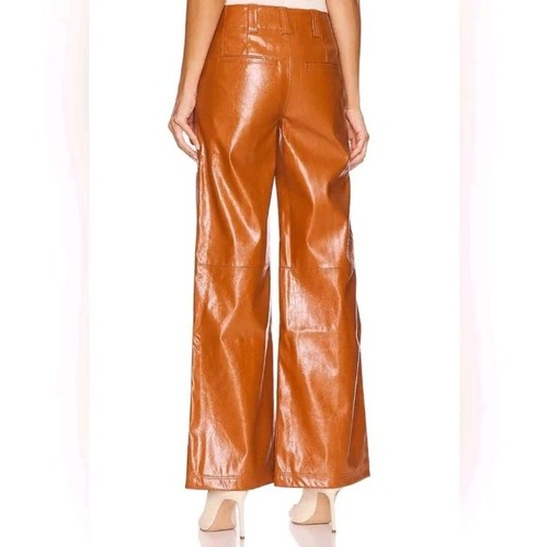 NWT Free People Star Crossed Lovers Straight Pants size 8 Wide Leg Tan Carmel - Picture 5 of 12