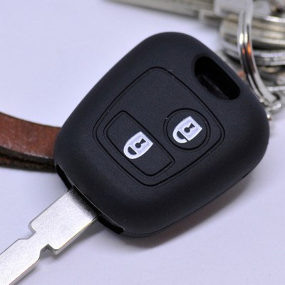Funk Auto Schlüssel Hülle Case Schwarz für Peugeot Partner 107 206 SW CC 406 307