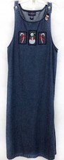 Original TY Wear Sz 10 Christmas Snowman Denim Maxi Jean Dress Jumper Womens