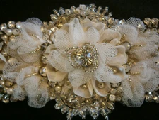 Tara Keely Wedding Dress Sash Ivory Belt Swarovski Crystals Pearls Lace $600