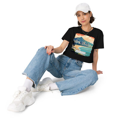 Honolulu Hawaii Beach Cityscape USA Crop Top Shirt for Women