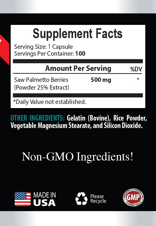 Fertility Boosting SAW PALMETTO 500mg 2Bot Saw Palmetto Extract 200