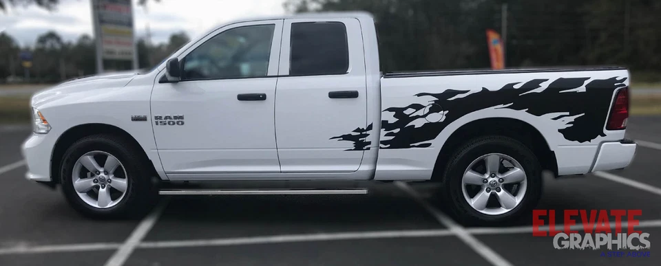 Calcomanías de vinilo adhesivas para Dodge Ram 1500 gráficos rayas laterales 2009-2018 Foto 3 de 4