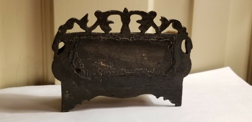 ANTIQUE German DOLLHOUSE MINIATURE CARVED ORNATE WOOD EMPIRE SWAN velvet SOFA - Picture 5 of 7