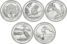 2015 S America The Beautiful Quarters 5 Coin Set