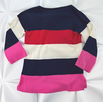 Neiman Marcus Womens Sz XS Cashmere Silk Wool Color Block Sweater Boatneck