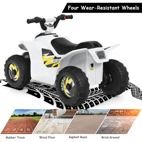 6V Kinder 4-Rad Aufsitz Auto Kleinkinder Elektro Quad ATV Vorwärts & Rückwärts Weiß - Bild 6 von 11