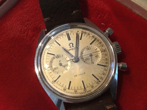 Vintage Omega Deville Chronograph Watch Ref. 145.017 Tropical Dial | eBay