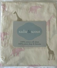 Sadie  Scout Safari Crib Sheet pink brown elephants giraffes FREE SHIPPING