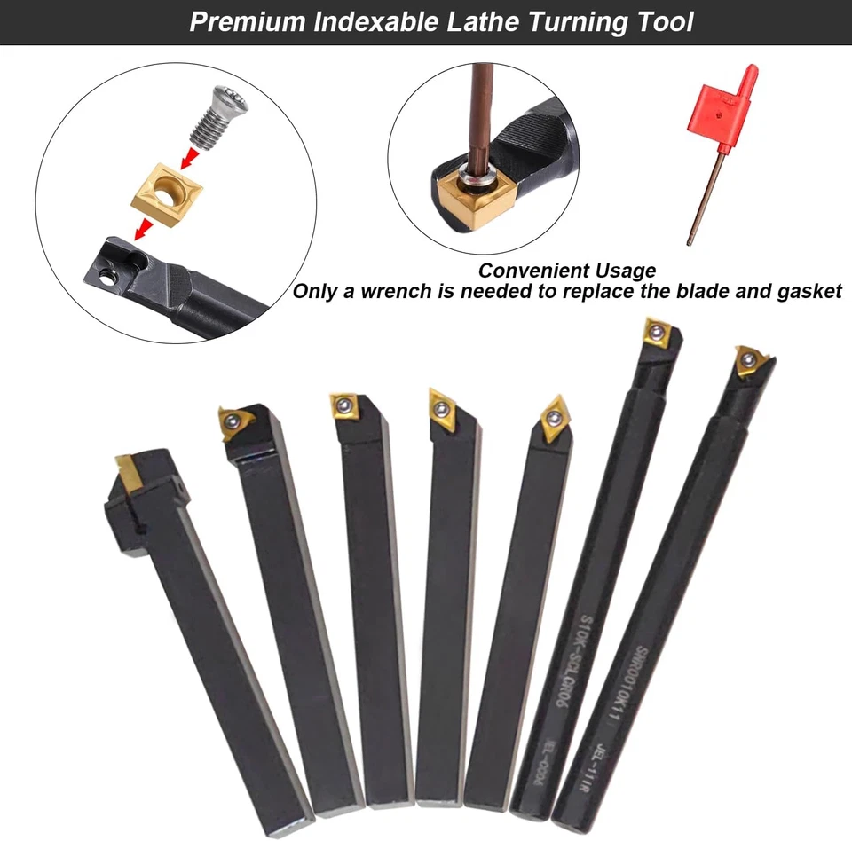 21 Pezzi Tornio Carburo Utensile per Tornitura Utensili 10Mm Tornio CNC Set CNC  - Immagine 4 di 4