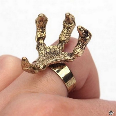 Bague Style Gothique Punk Serres D'Aigle Métal Couleur Bronze Ajustable