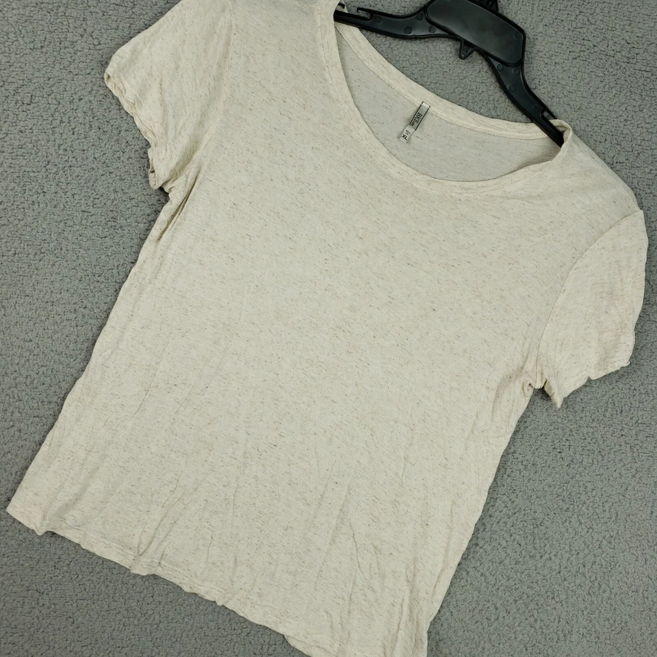 Camiseta BKE Core Tops Mujer XL Avena Brezo Moteado Mezcla de Lino Manga Corta Foto 2 de 4