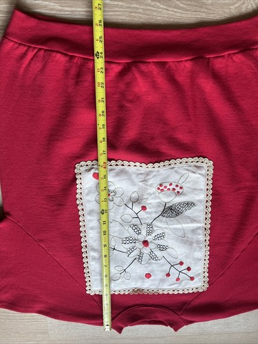 Embroidered Vintage Crew Neck Red, Black Flowers Handmade Rose Valley Craft XL - Picture 6 of 9