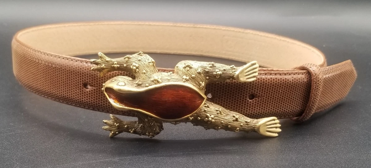 Vintage New Carlisle Belt Cream Color Silver Buckle Size Small Old English Initial  main image 3