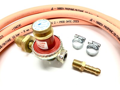 LPG Zylinder Propangas verstellbarer Regler 0-4 bar - Düse und 2 mtr Schlauch