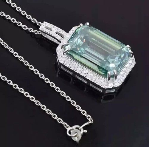 RARE 15.10 Ct Blue Treated Diamond Solitaire Pendant, Amazing Shine & Luster - Picture 5 of 9