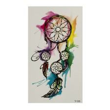 2 x Dreamcatcher Tattoo in Multicoloured - Watercolour Style - T155 (2)