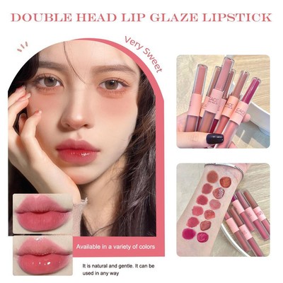 Doppelkopf Lippenglasur Feuchtigkeit Licht Spiegel Lipgloss Textur ^ Cremig T9XUK `