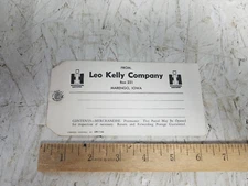 Leo Kelly Company  IHC  INTERNATIONAL HARVESTER SHIPPING TAG  NOS