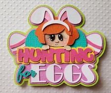Hunting for Eggs Girl Red Hair Title. Scrapbook, Card Making Paper Piecing