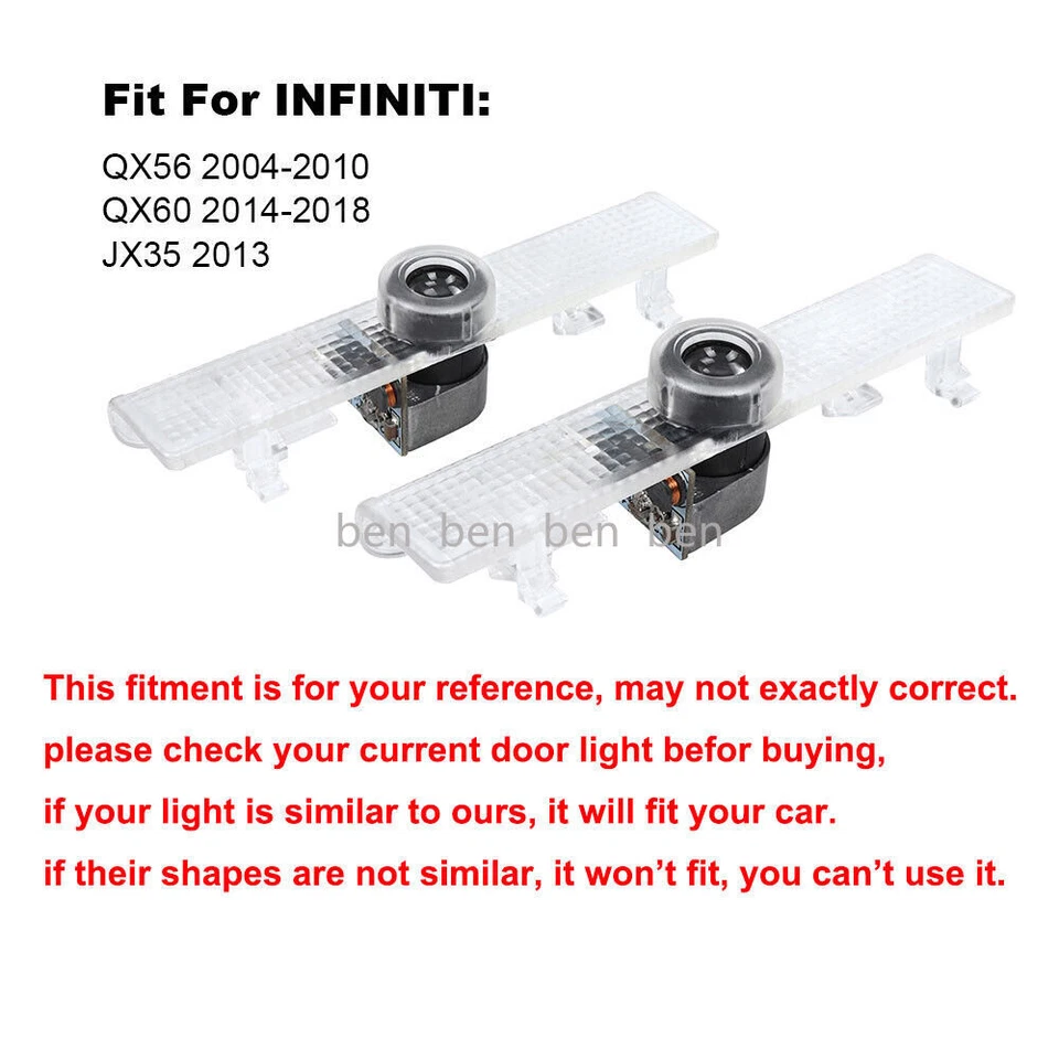 2 Door Light LED Projector Courtesy Ghost Shadow Lamp For INFINITI J35 QX56 QX60 - Imagem 3 de 4