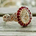 3Ct Oval Cut Lab Created Diamond & Red Ruby Engagement Ring 14K Rose Gold Plated