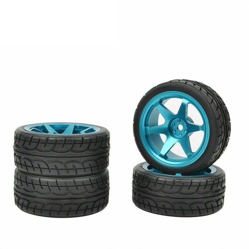 Set De 4 Jantes Et Pneus Caoutchouc Pour Voiture RC 1:10 - Compatible Traxxas 4-Tec, Tamiya TT-01/02