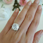 3.35 Ct Halo Cushion Diamond Engagement Anniversary Ring 14K White Gold Plated