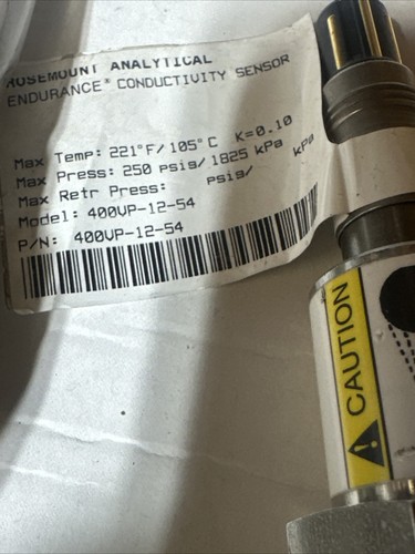 New Rosemount 400VP-12-54 Endurance Contacting Conductivity Sensor, 250PSI Max - Picture 2 of 2