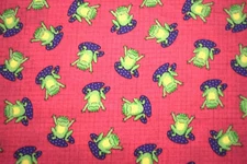 Oakhurst Textiles Green Frogs toads lily pad 1/4 yard 9" x 44" cotton fabric