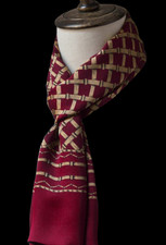 100 Silk mulberry men women Scarf neckerchief Wrap plaid wine dark red MY116-13
