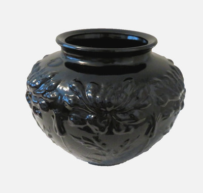 Vintage Tiffin Glossy Black Amethyst Aster Vase 1920-30's Exc Condition