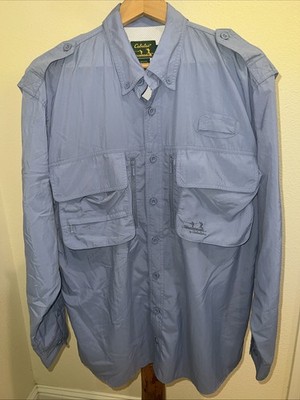 Cabelas Mens Vented Fishing Shirt Large Tall Utility Pocket Guidewear Safari UPF