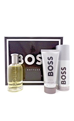 Boss Bottled by Hugo Boss 3.3oz EDT+ 3.3oz SH/Gel+ 5.0oz Deo Spray New Men's SET