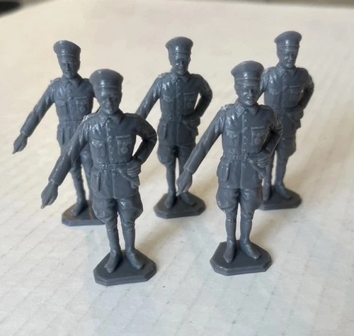 Marx Toys WWII Battleground 5 Gray German Officer Figures, Vtg 1970’s Army Men