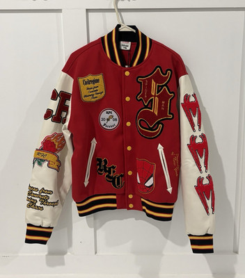 Civilregime Marvel Spider-Man Varsity Jacket Red/White Snap Button Patches M