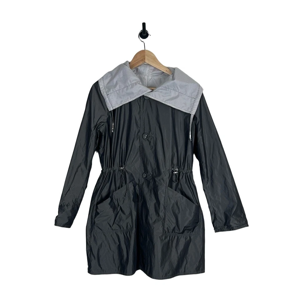 Куртка Chicos маленькая серая в полоску двусторонняя дорожная дождевая компактная легкая - Изображение 4 из 4